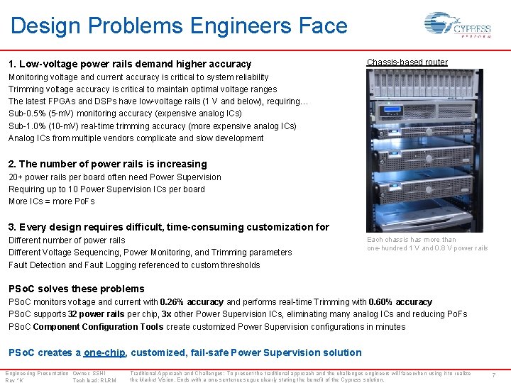 Design Problems Engineers Face 1. Low-voltage power rails demand higher accuracy Chassis-based router Monitoring