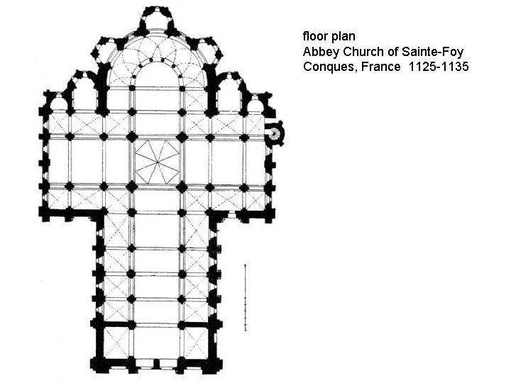 floor plan Abbey Church of Sainte-Foy Conques, France 1125 -1135 