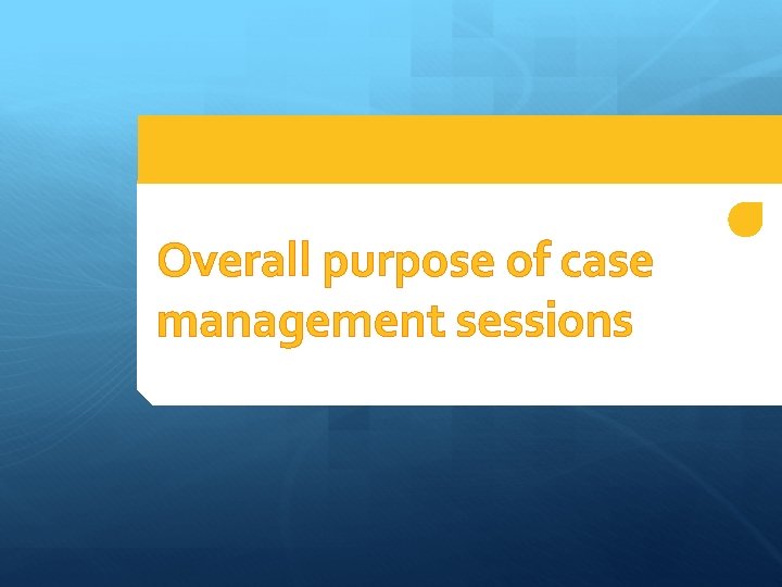 Overall purpose of case management sessions 