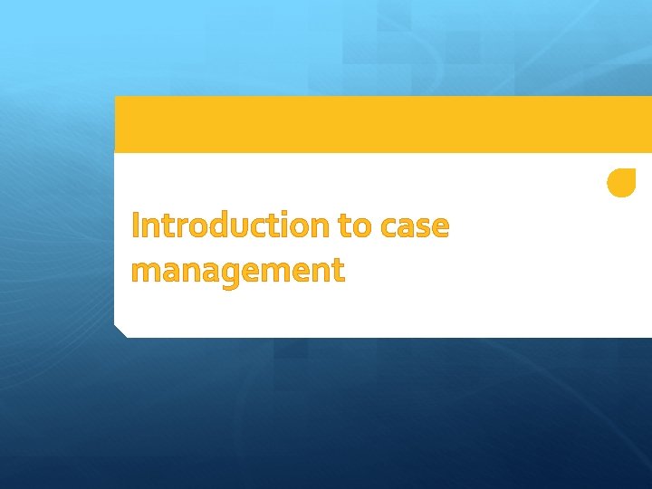 Introduction to case management 