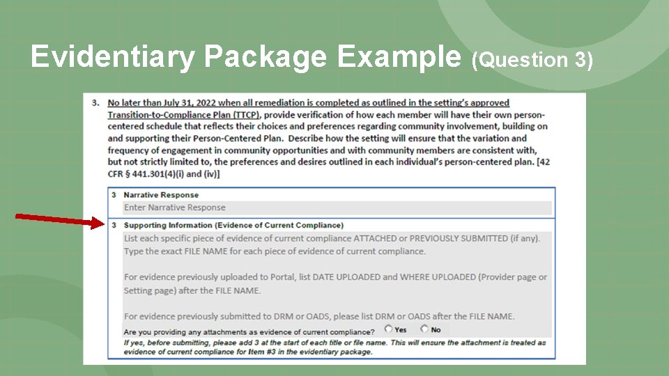 Evidentiary Package Example (Question 3) 