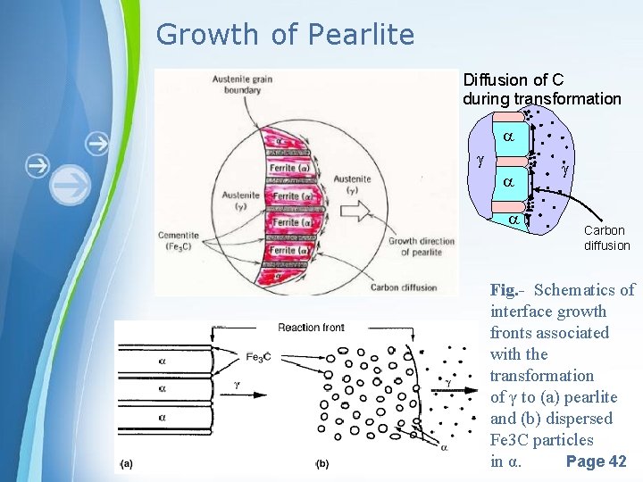 Growth of Pearlite Diffusion of C during transformation a g a a Powerpoint Templates