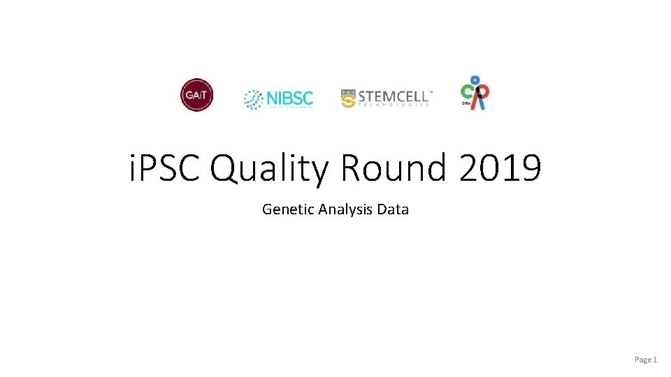 i. PSC Quality Round 2019 Genetic Analysis Data Page 1 