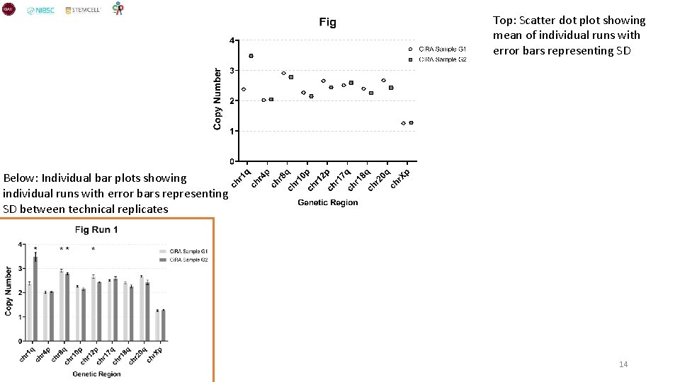 Top: Scatter dot plot showing mean of individual runs with error bars representing SD