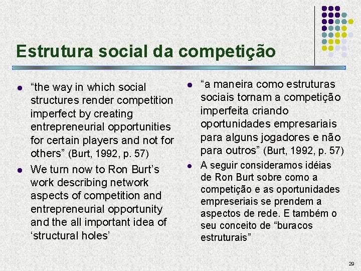Estrutura social da competição l l “the way in which social structures render competition