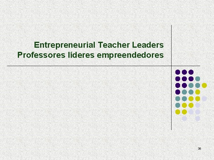 Entrepreneurial Teacher Leaders Professores líderes empreendedores 38 