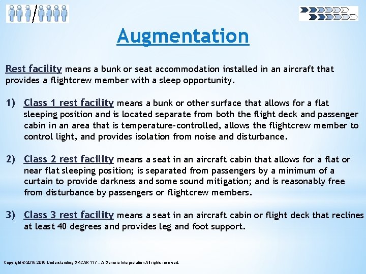 Augmentation Rest facility means a bunk or seat accommodation installed in an aircraft that