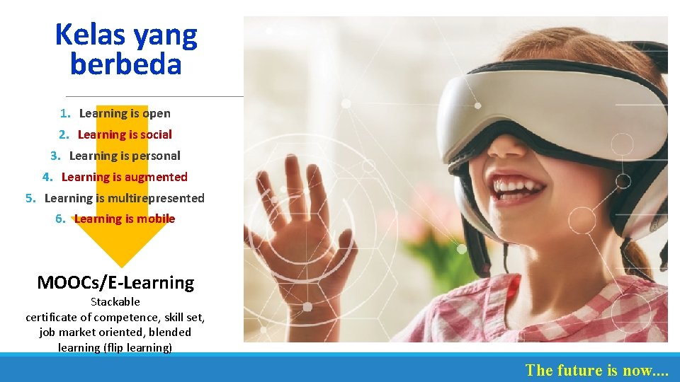 Kelas yang berbeda 1. Learning is open 2. Learning is social 3. Learning is