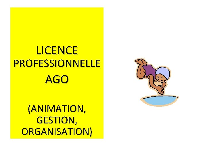 LICENCE PROFESSIONNELLE AGO (ANIMATION, GESTION, ORGANISATION) 