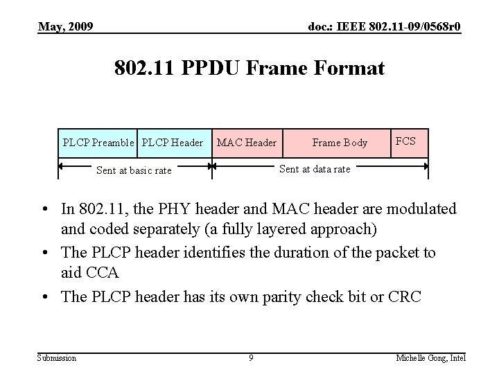 May, 2009 doc. : IEEE 802. 11 -09/0568 r 0 802. 11 PPDU Frame