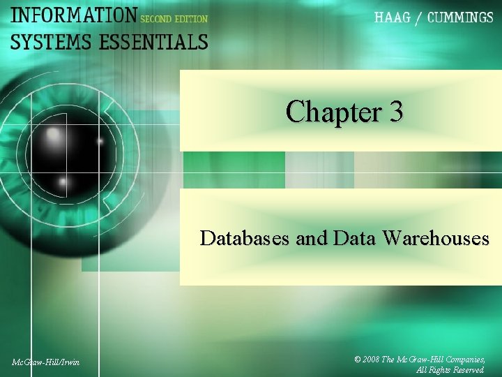 Chapter 3 Databases and Data Warehouses Mc. Graw-Hill/Irwin © 2008 The Mc. Graw-Hill Companies,