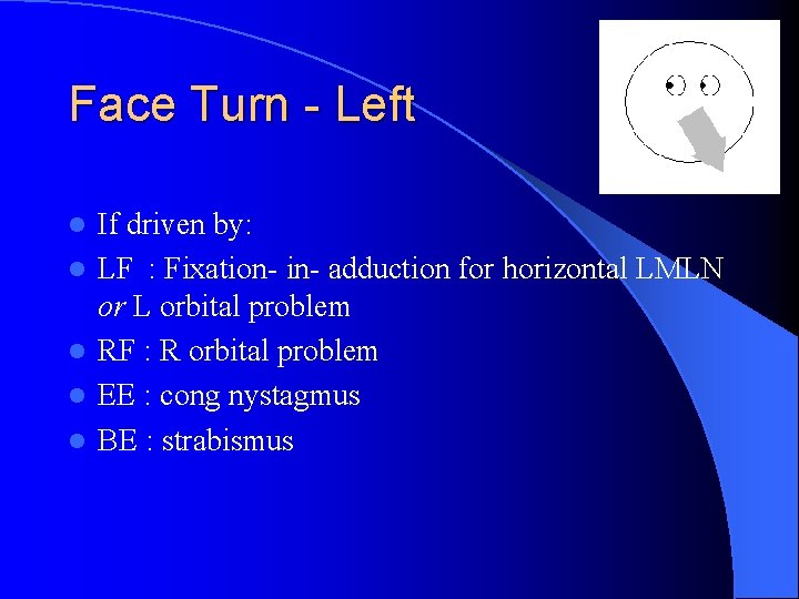 Face Turn - Left l l l If driven by: LF : Fixation- in-