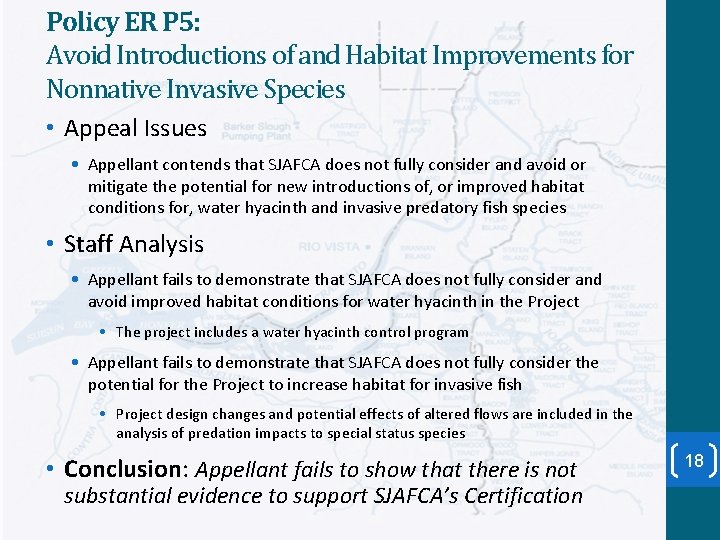 Policy ER P 5: Avoid Introductions of and Habitat Improvements for Nonnative Invasive Species