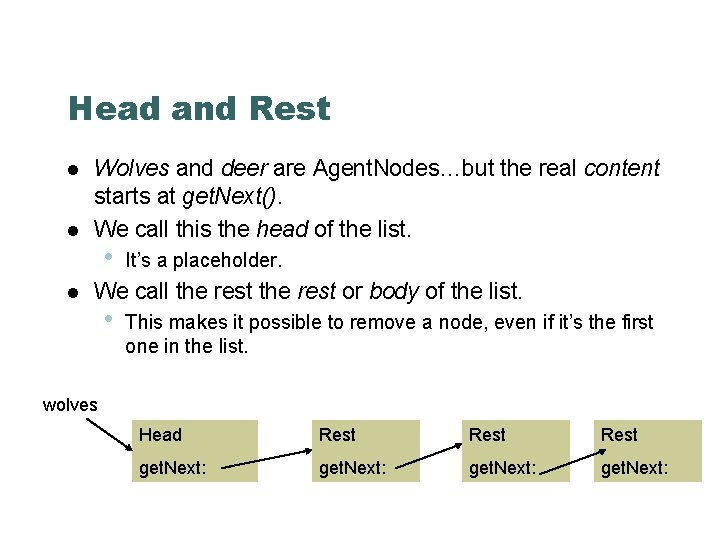 Head and Rest Wolves and deer are Agent. Nodes…but the real content starts at