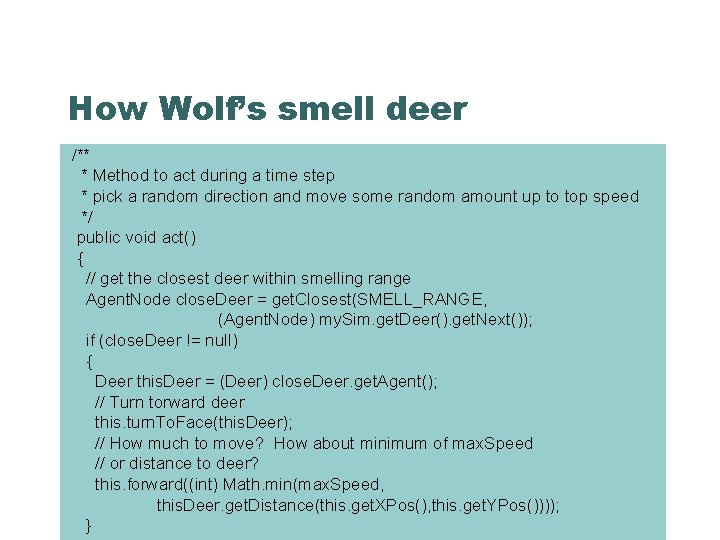 How Wolf’s smell deer /** * Method to act during a time step *