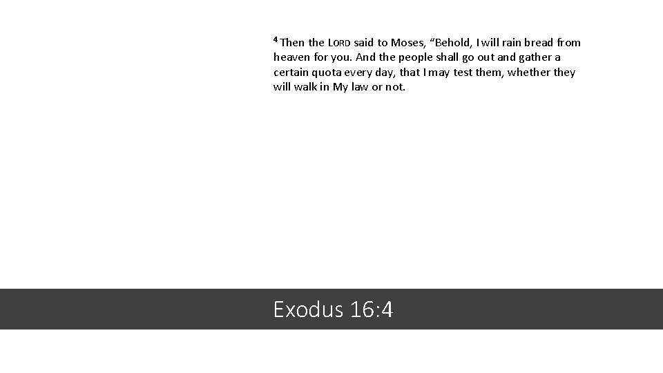 4 Then the LORD said to Moses, “Behold, I will rain bread from heaven