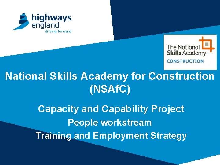 National Skills Academy for Construction (NSAf. C) Capacity and Capability Project People workstream Training