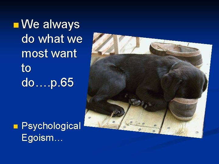 n We always do what we most want to do…. p. 65 n Psychological