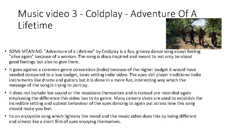 Music video 3 - Coldplay - Adventure Of A Lifetime • SONG MEANING: "Adventure