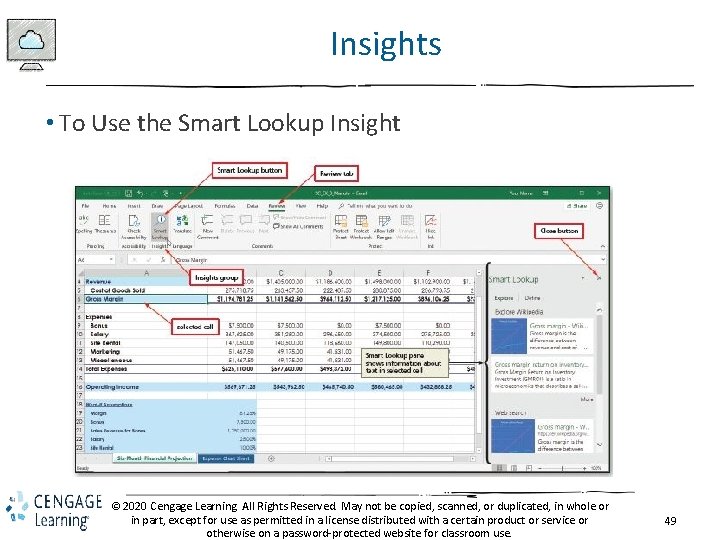 Insights • To Use the Smart Lookup Insight © 2020 Cengage Learning. All Rights