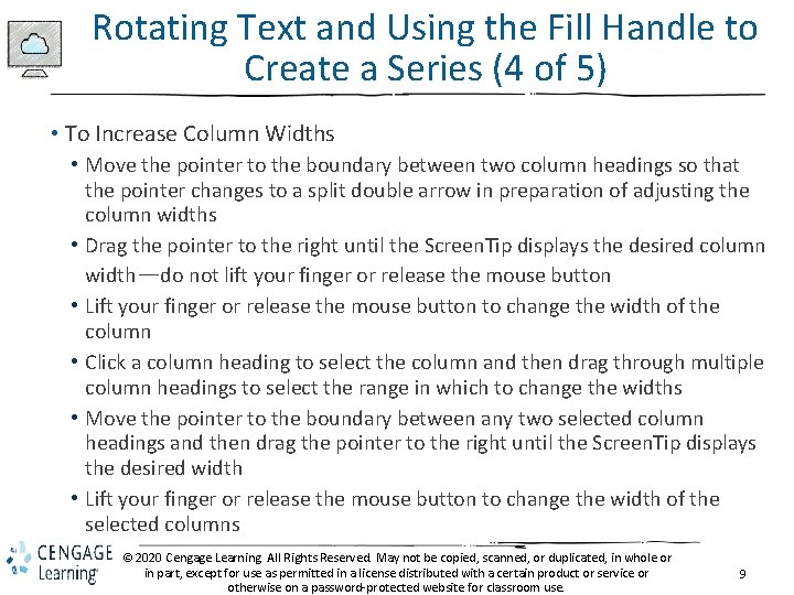 Rotating Text and Using the Fill Handle to Create a Series (4 of 5)