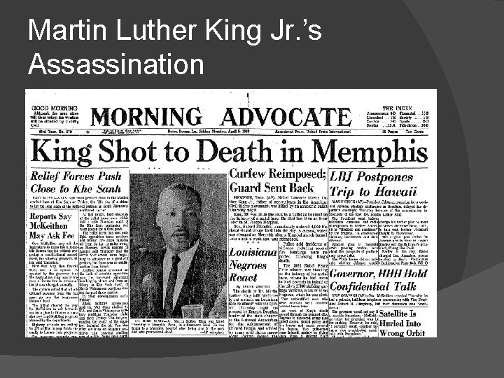 Martin Luther King Jr. ’s Assassination 