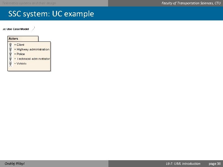 Telematics systems and their design Faculty of Transportation Sciences, CTU SSC system: UC example