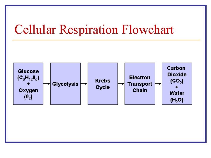 Section 9 -2 Cellular Respiration Flowchart Glucose (C 6 H 1206) + Oxygen (02)
