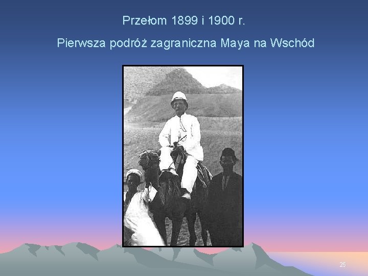 Przełom 1899 i 1900 r. Pierwsza podróż zagraniczna Maya na Wschód 25 