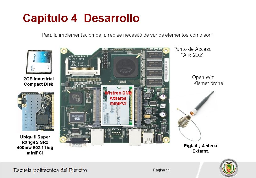 Capitulo 4 Desarrollo Para la implementación de la red se necesitó de varios elementos