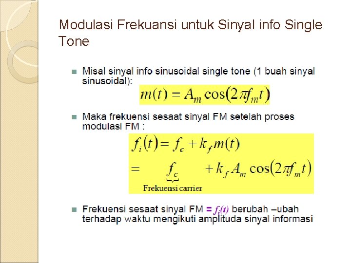 Modulasi Frekuansi untuk Sinyal info Single Tone 