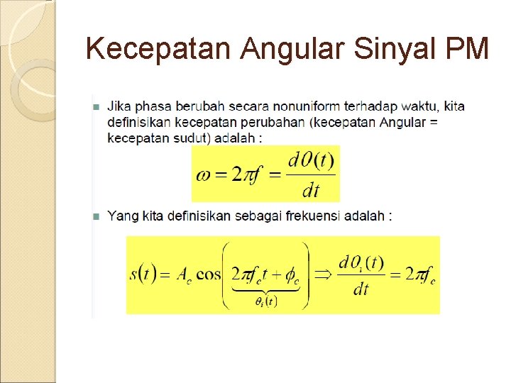 Kecepatan Angular Sinyal PM 