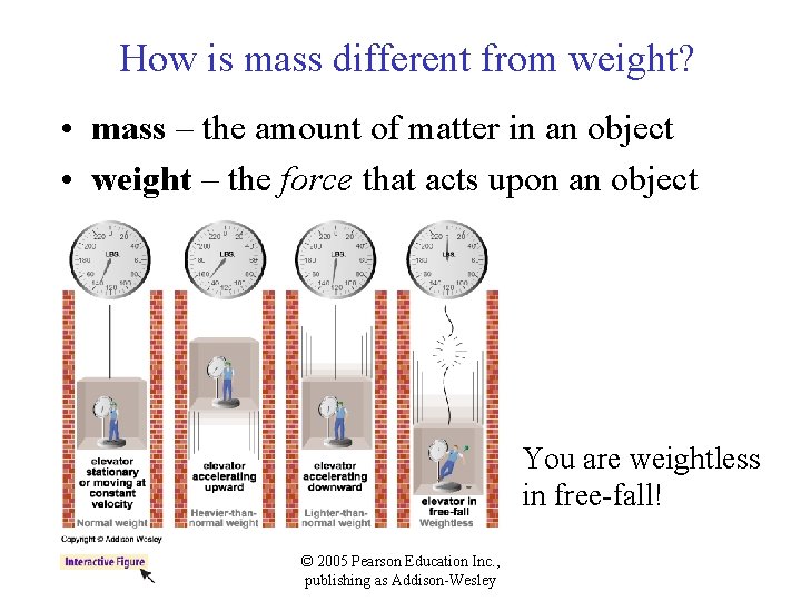 How is mass different from weight? • mass – the amount of matter in