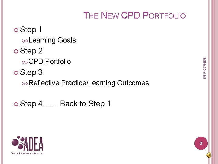 THE NEW CPD PORTFOLIO Step 1 Learning Step 2 Portfolio 3 Reflective Step adea.