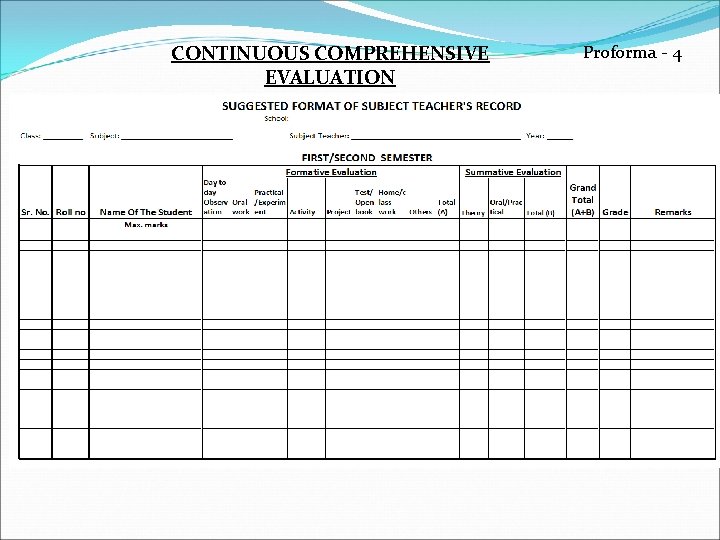 CONTINUOUS COMPREHENSIVE EVALUATION Proforma - 4 