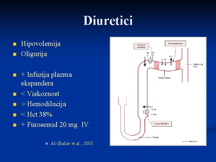 Diuretici n n n n Hipovolemija Oligurija + Infuzija plazma ekspandera < Viskoznost >