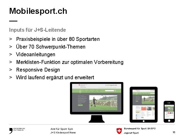 Mobilesport. ch — Inputs für J+S-Leitende > > > Praxisbeispiele in über 80 Sportarten
