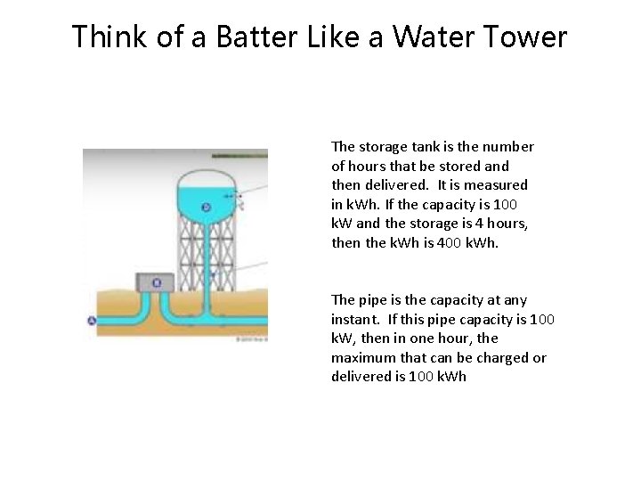 Think of a Batter Like a Water Tower The storage tank is the number