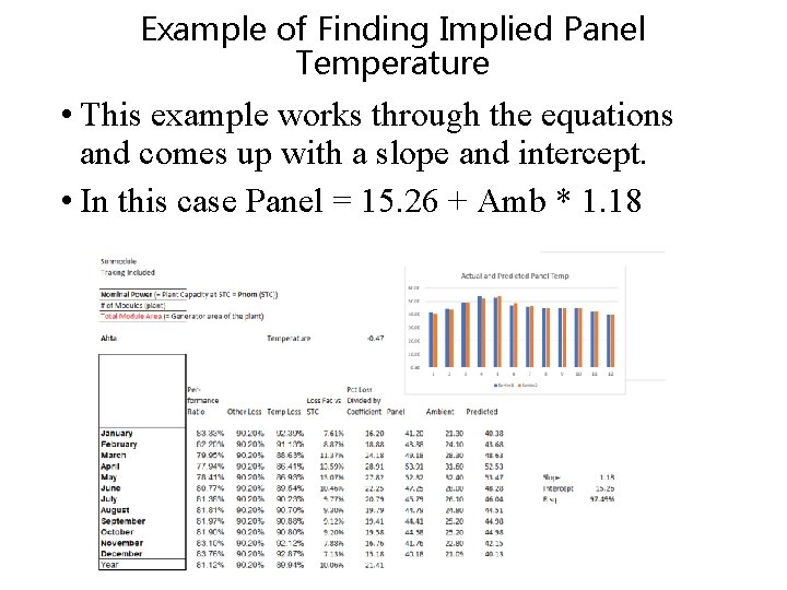 Example of Finding Implied Panel Temperature • This example works through the equations and