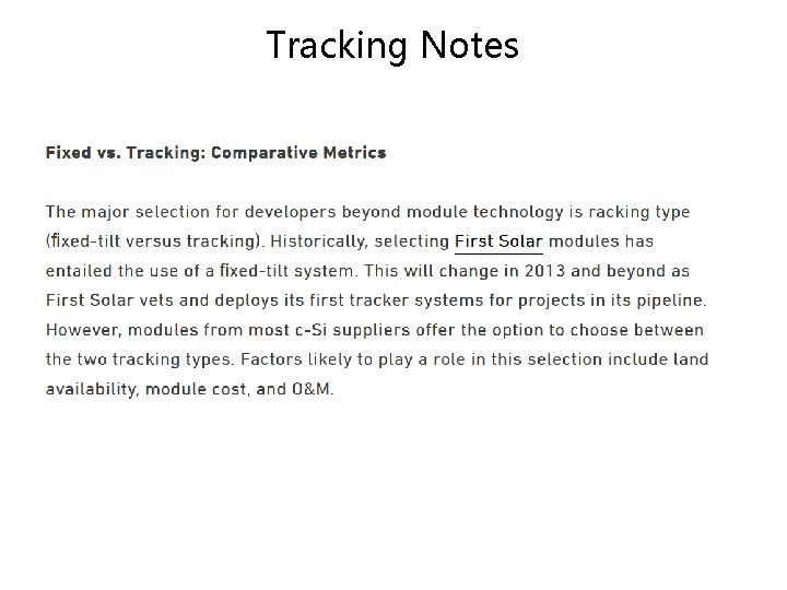 Tracking Notes 