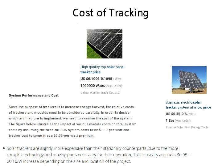 Cost of Tracking 