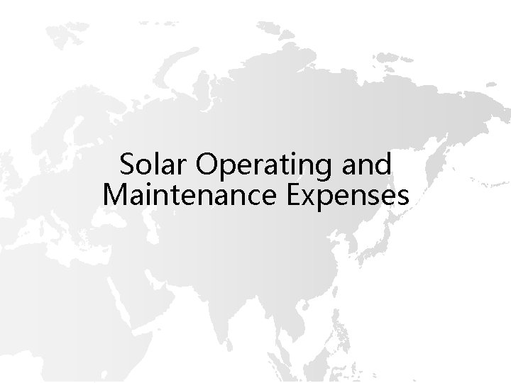 Solar Operating and Maintenance Expenses 