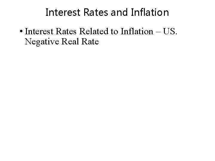 Interest Rates and Inflation • Interest Rates Related to Inflation – US. Negative Real