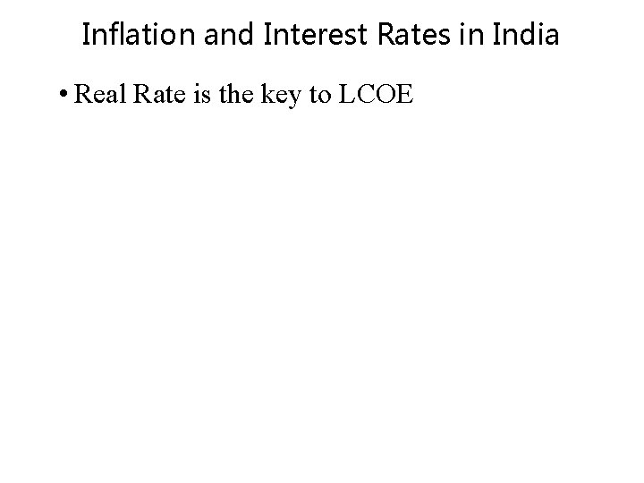 Inflation and Interest Rates in India • Real Rate is the key to LCOE