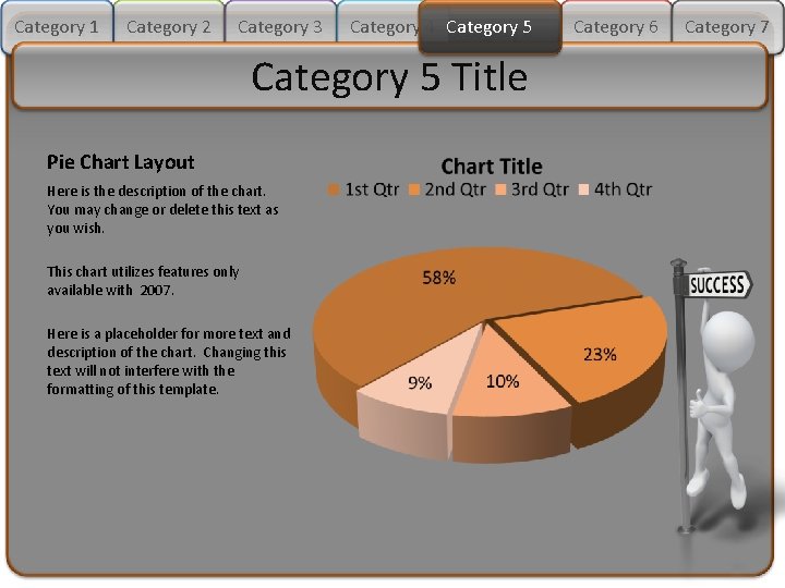 Category 1 Category 2 Category 3 Category 4 Category 5 Title Pie Chart Layout