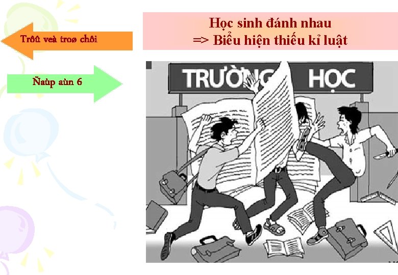 Trôû veà troø chôi Ñaùp aùn 6 Học sinh đánh nhau => Biểu hiện