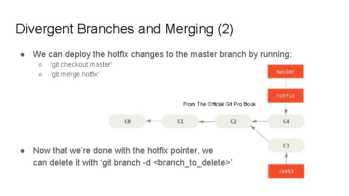 Divergent Branches and Merging (2) ● We can deploy the hotfix changes to the