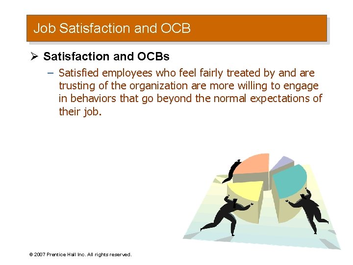Job Satisfaction and OCB Ø Satisfaction and OCBs – Satisfied employees who feel fairly