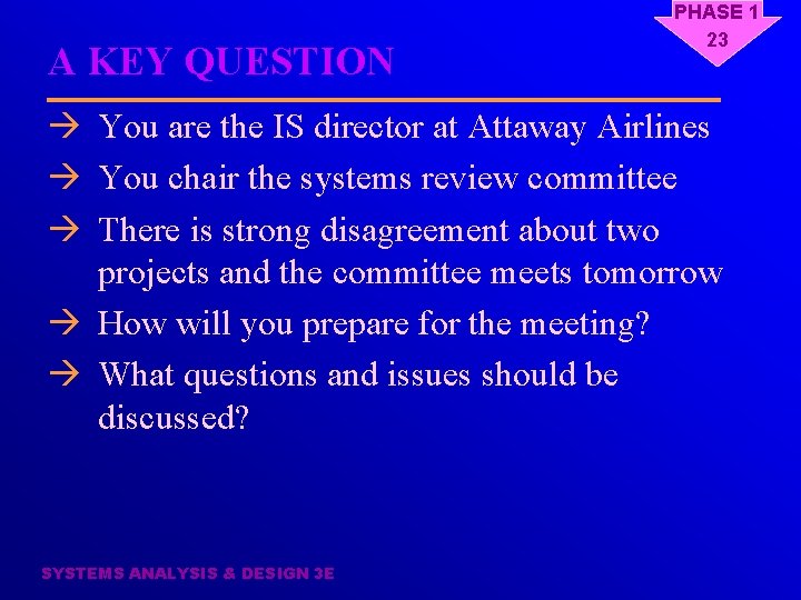 A KEY QUESTION PHASE 1 23 à You are the IS director at Attaway