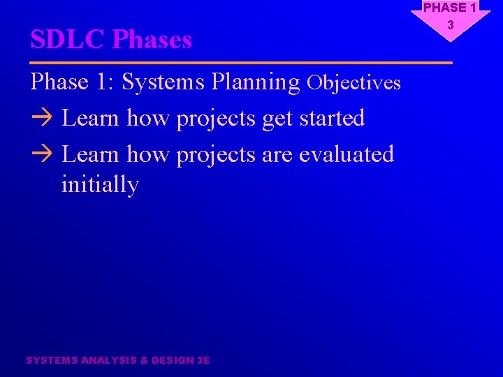 SDLC Phases Phase 1: Systems Planning Objectives à Learn how projects get started à